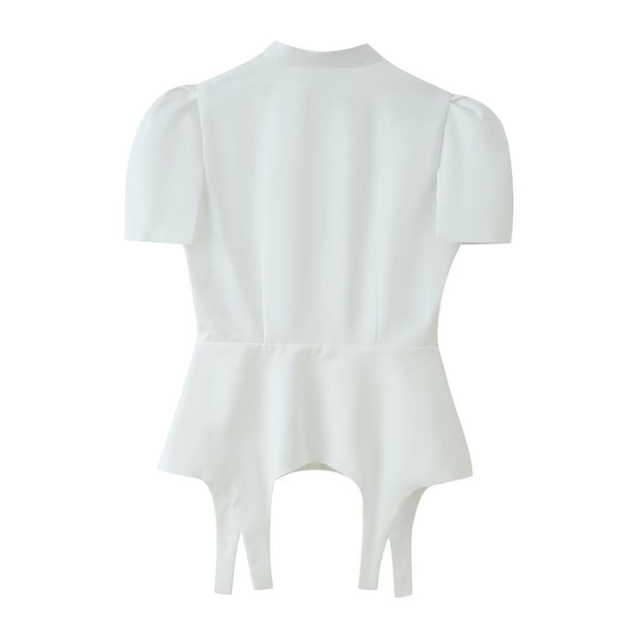 Damen Taillierter Zweiteiler mit Korsagen-Top, Mandarin-Kragen und High‑Waist Tailored Shorts Echo Archiv