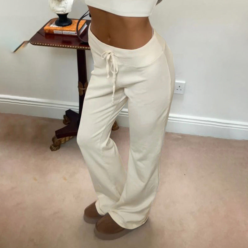 Damen nan weiche Highwaist-Loungehose aus Baumwollmix mit elastischem Komfortbund, Bindekordel und geradem Bein Echo Archiv