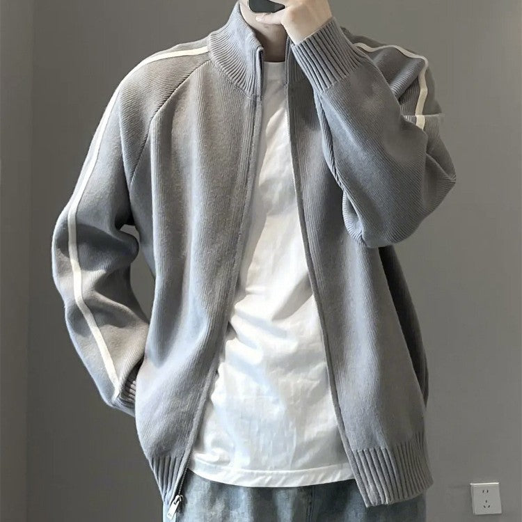 Herren lässige Strickjacke mit Stehkragen und Reißverschluss Echoarchiv