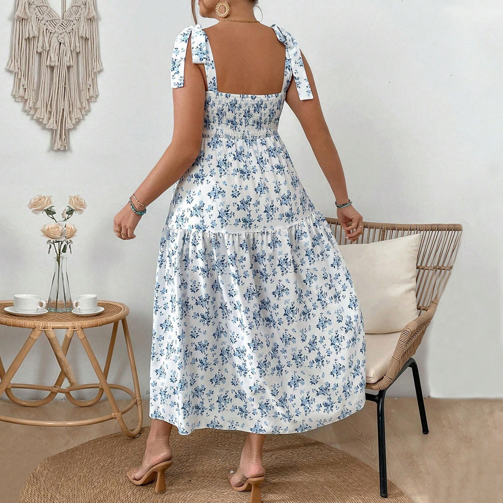 Damen Maxikleid mit floralen Mustern und schmückenden Trägern Echo Archiv