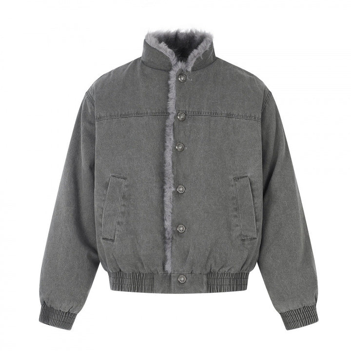 Herren Kurz geschnittene Blousonjacke mit Kunstfellfutter, Stehkragen und elastischem Saum Echo Archiv