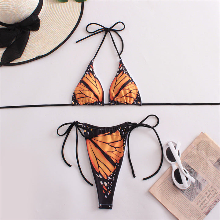 Damen Triangel-Bikini mit Schmetterling-Design und verstellbaren Bändern Echo Archiv