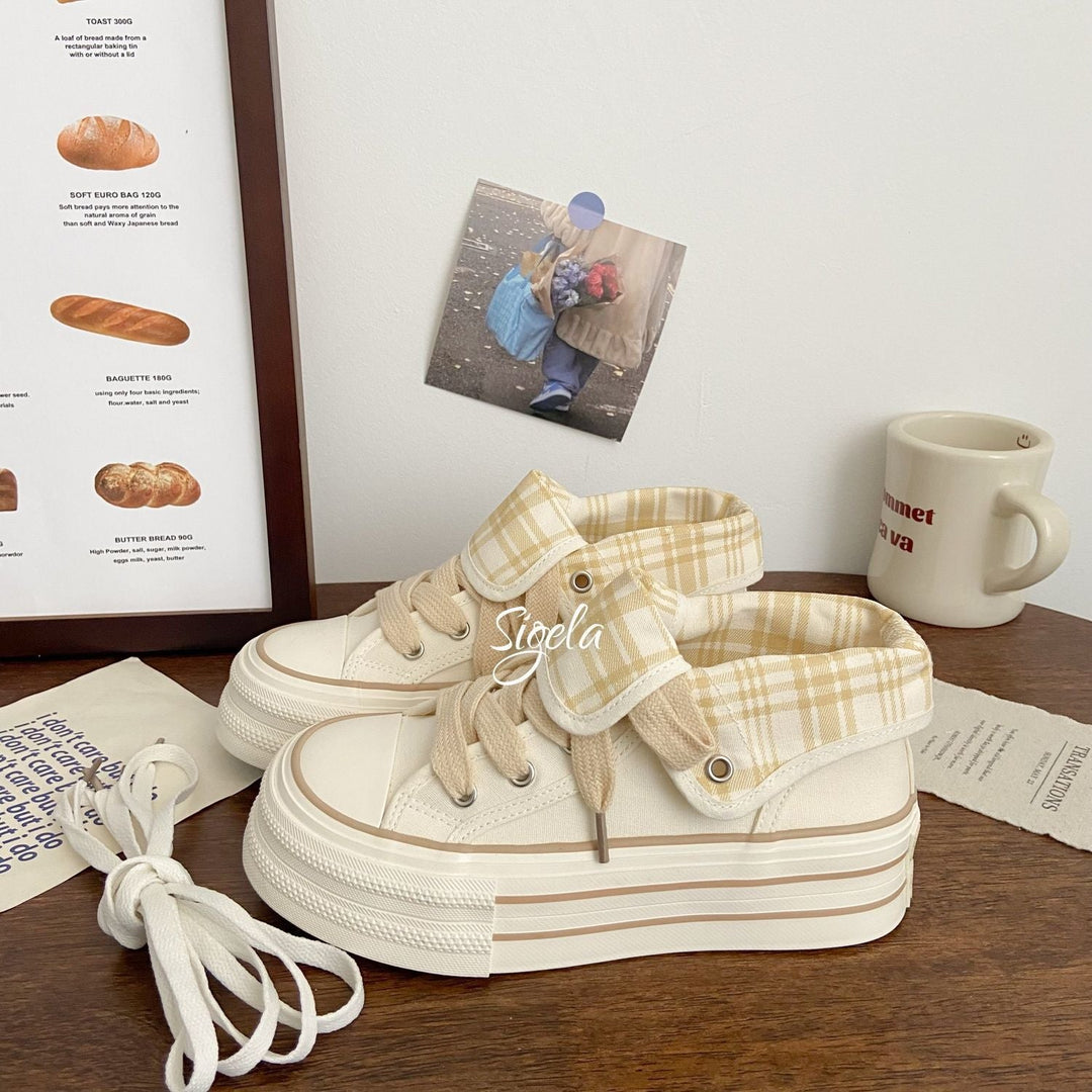 Damen Plateau-Sneaker mit modischen Karomotiven und strapazierfähigem Obermaterial Echo Archiv