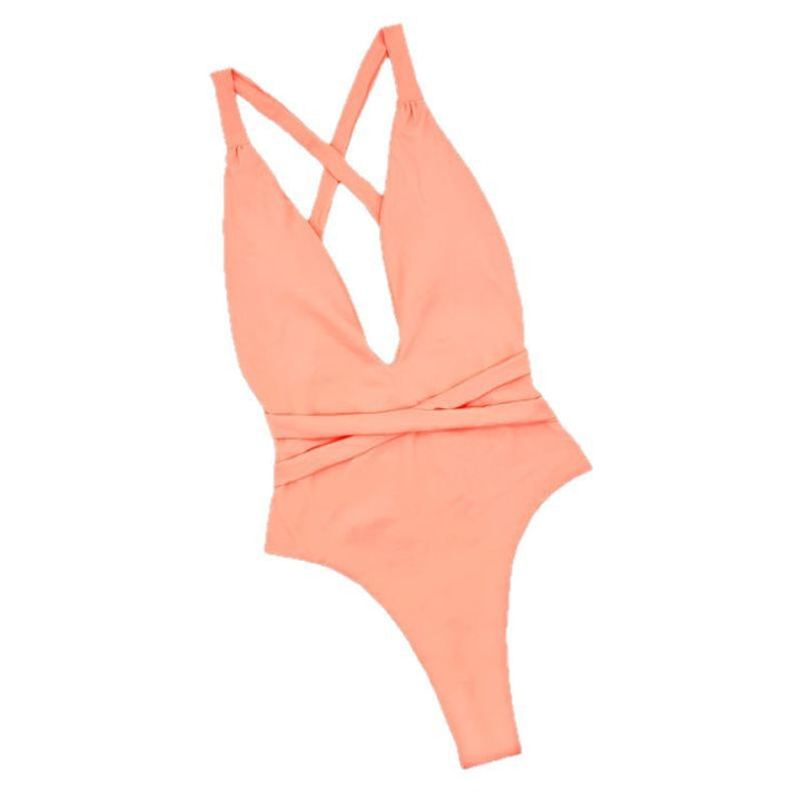 Damen Einteiliger Badeanzug mit tiefem V-Ausschnitt und stilvollem Wickel-Design Echo Archiv