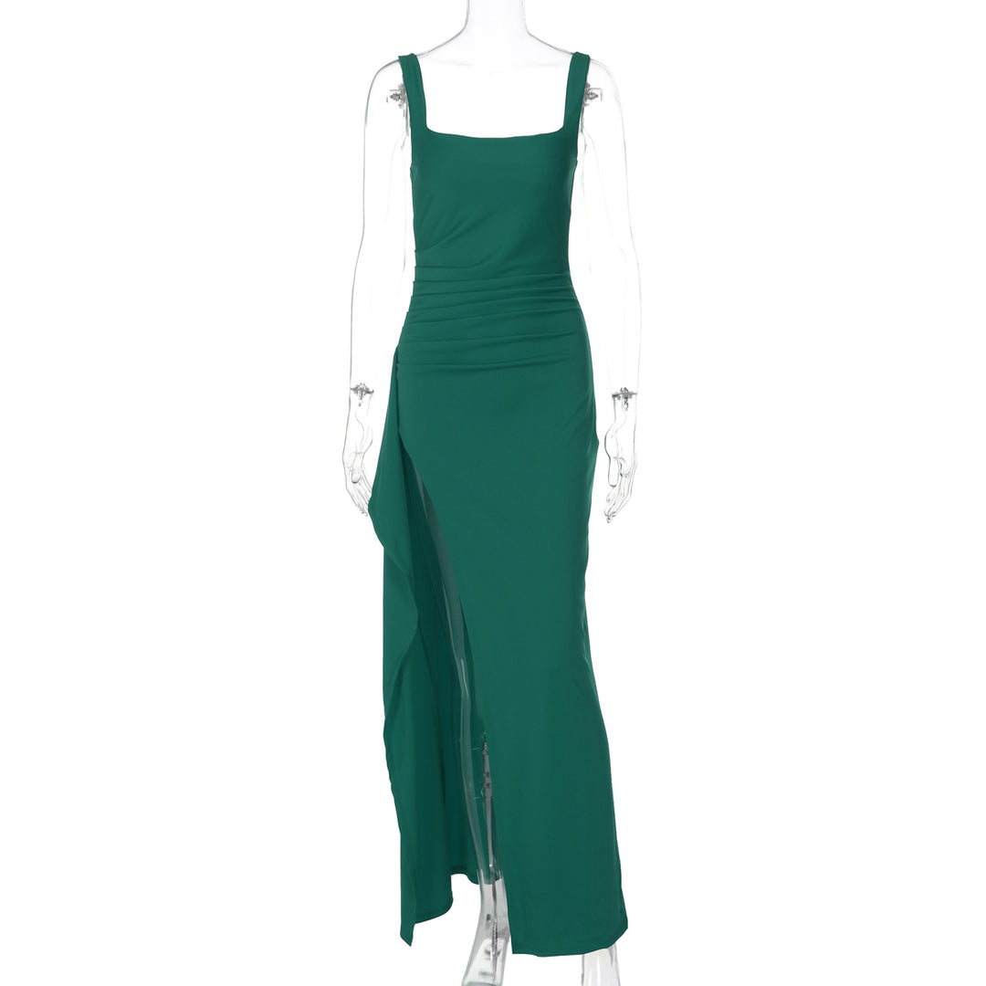 Damen elegantes Maxikleid mit seitlichem Schlitz und Röschendetails Echo Archiv