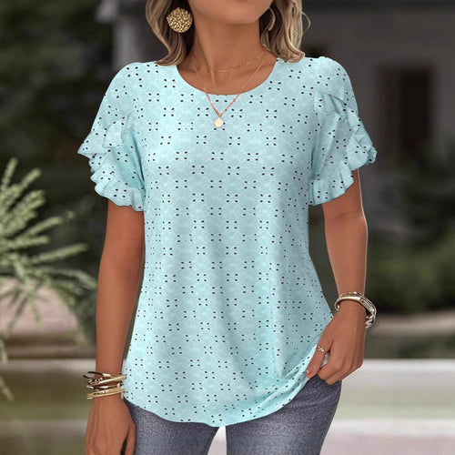 Damen nan Broderie-Anglaise-Bluse mit doppeltem Volantärmel und legerer Hüftlänge Echo Archiv