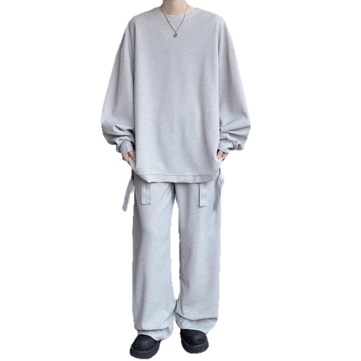 Unisex Lässiges Oversize Lounge-Set aus Waffelstrick mit Cargo-Bindungen Echoarchiv