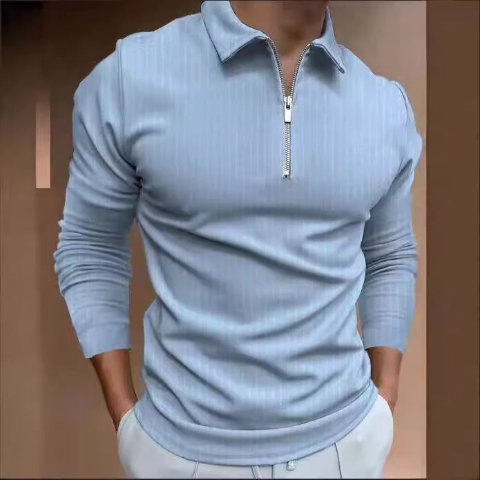 Herren sportliches Langarmshirt mit modernem Stehkragen Echoarchiv