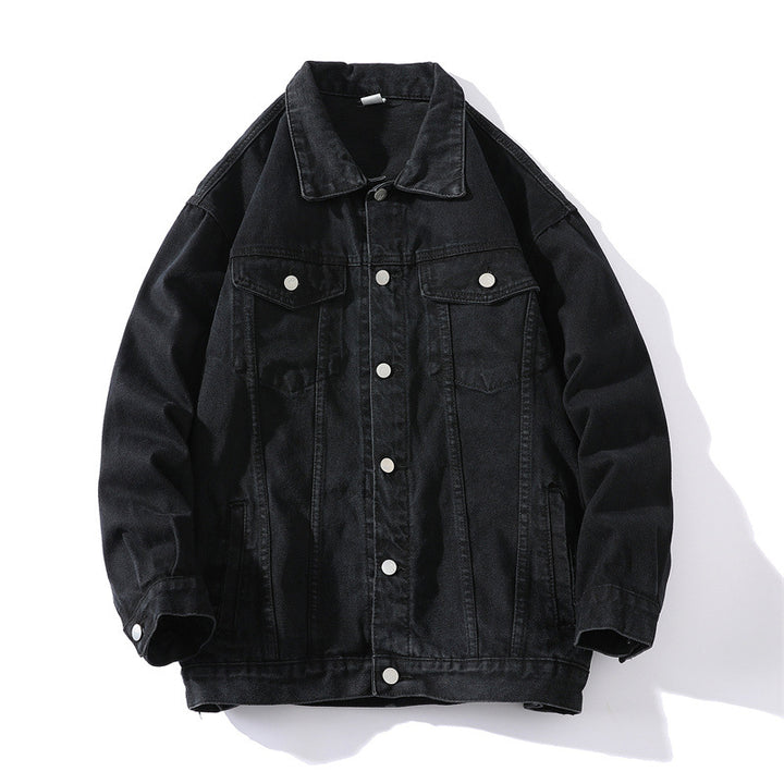 Unisex Oversize-Jeansjacke aus robustem Denim mit Druckknopfleiste Echo Archiv