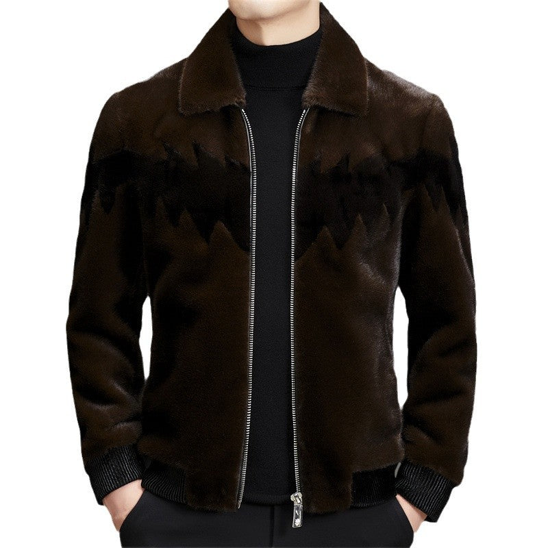 Herren modische samtige Bomberjacke mit geometrischem Muster Echoarchiv