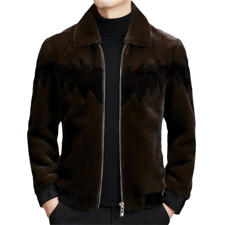 Herren modische samtige Bomberjacke mit geometrischem Muster Echoarchiv