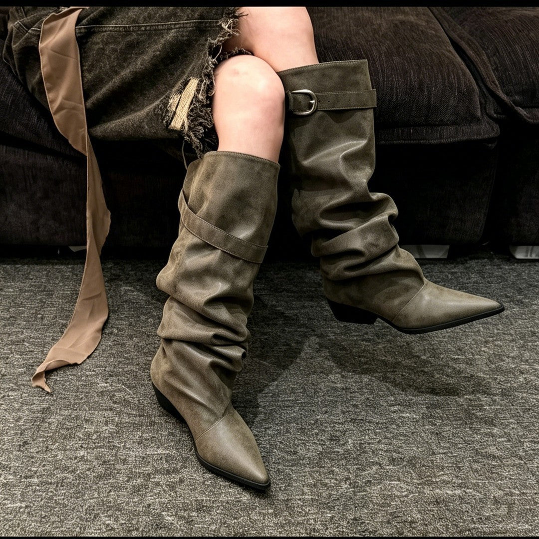 Damen Modische Stiefel mit hohem Schaft Echo Archiv