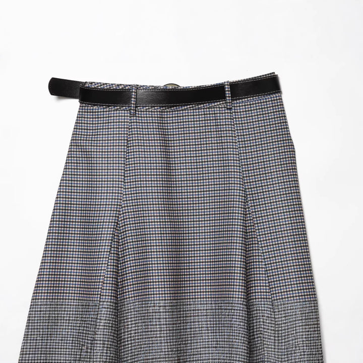 Damen A-Linien Midirock mit hoher Taille und Gürtel Echoarchiv
