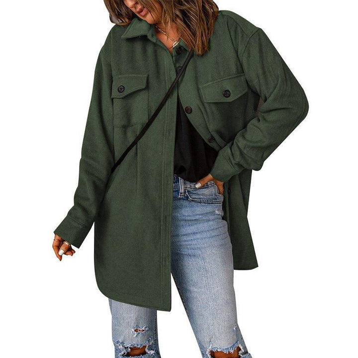 Damen Oversize-Hemdjacke mit Brustklappen und langem Schnitt Echoarchiv