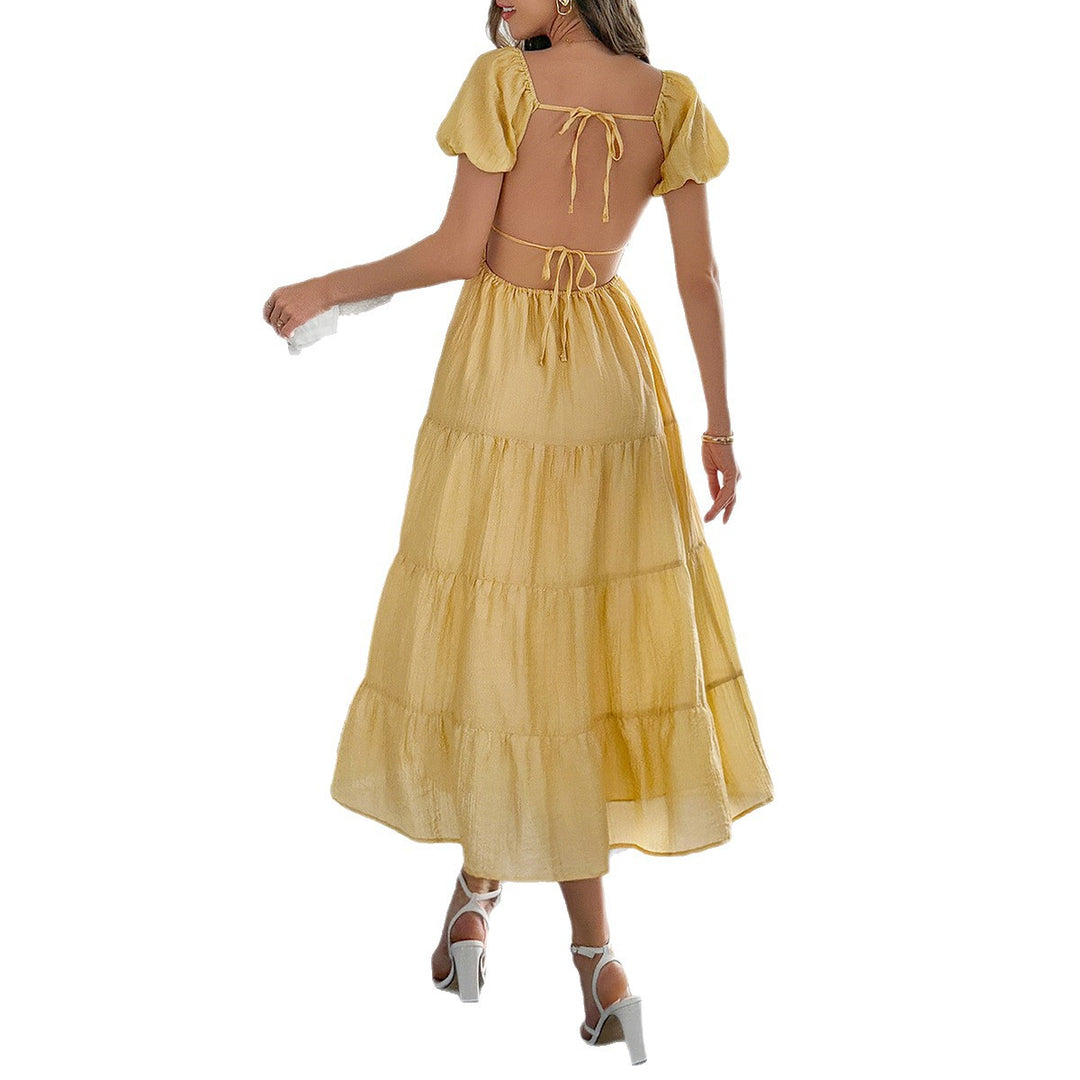 Damen Boho Maxikleid mit Puffärmeln undlagenanpassbarem Schnitt Echo Archiv