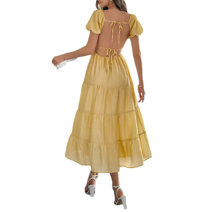 Damen Boho Maxikleid mit Puffärmeln undlagenanpassbarem Schnitt Echo Archiv