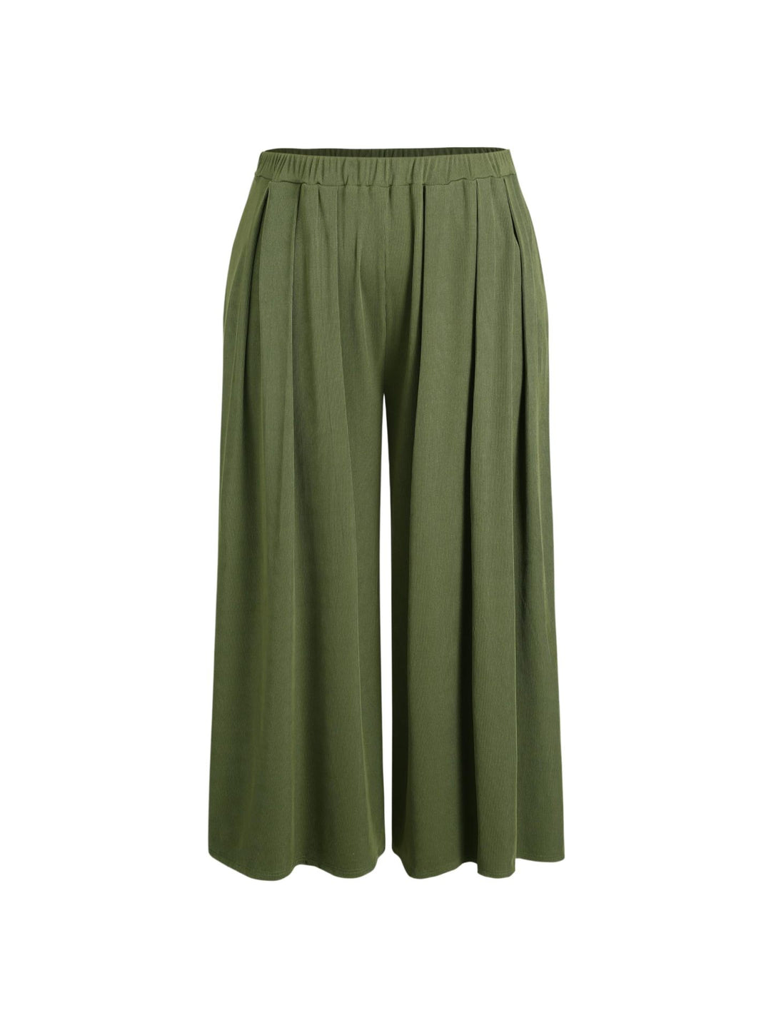 Damen Weite Feinstrick-Palazzohose mit hohem Elastikbund und Faltenfall – Avélisse