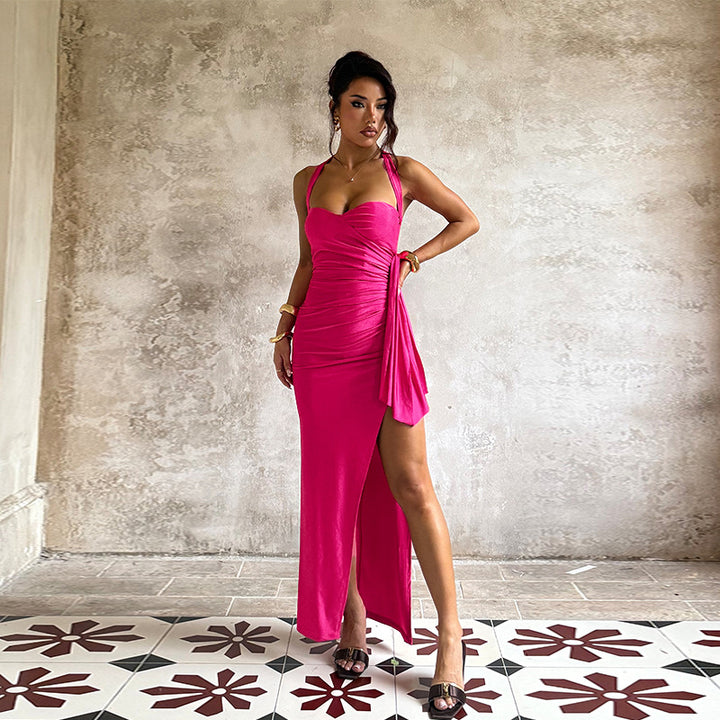 Damen Elegantes Wickelkleid mit hochgeschlossenem Design und raffiniertem Spaghettiträger Echo Archiv