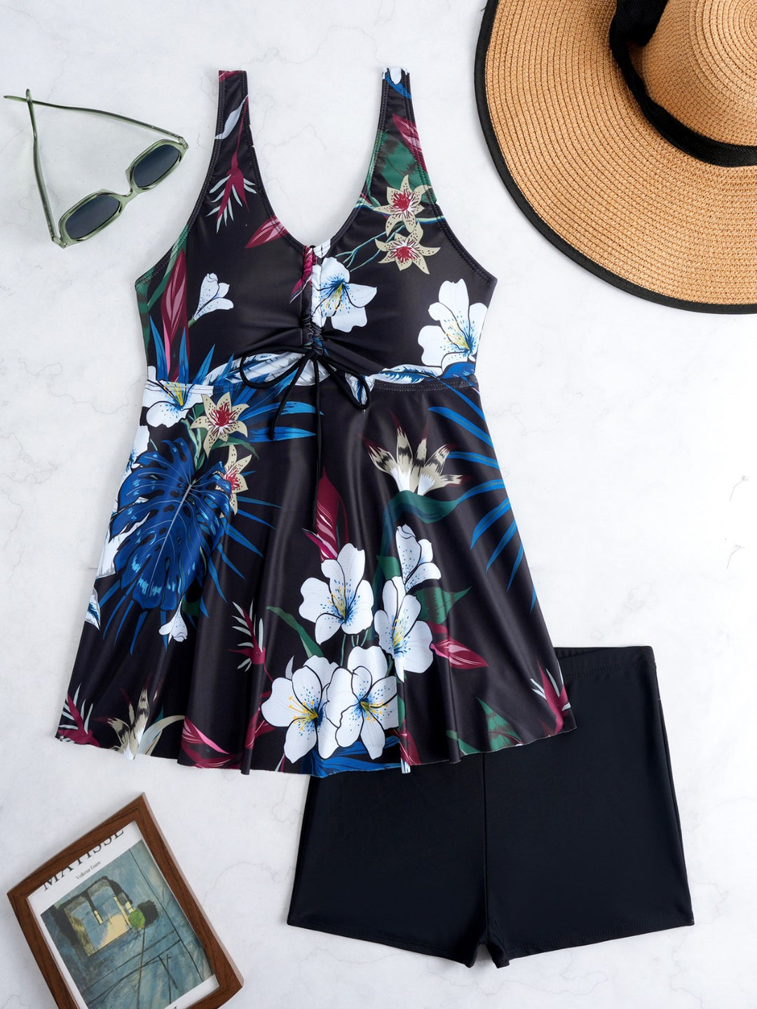 Damen Tankini-Set mit floralem Design und verstellbarem Oberteil Echo Archiv