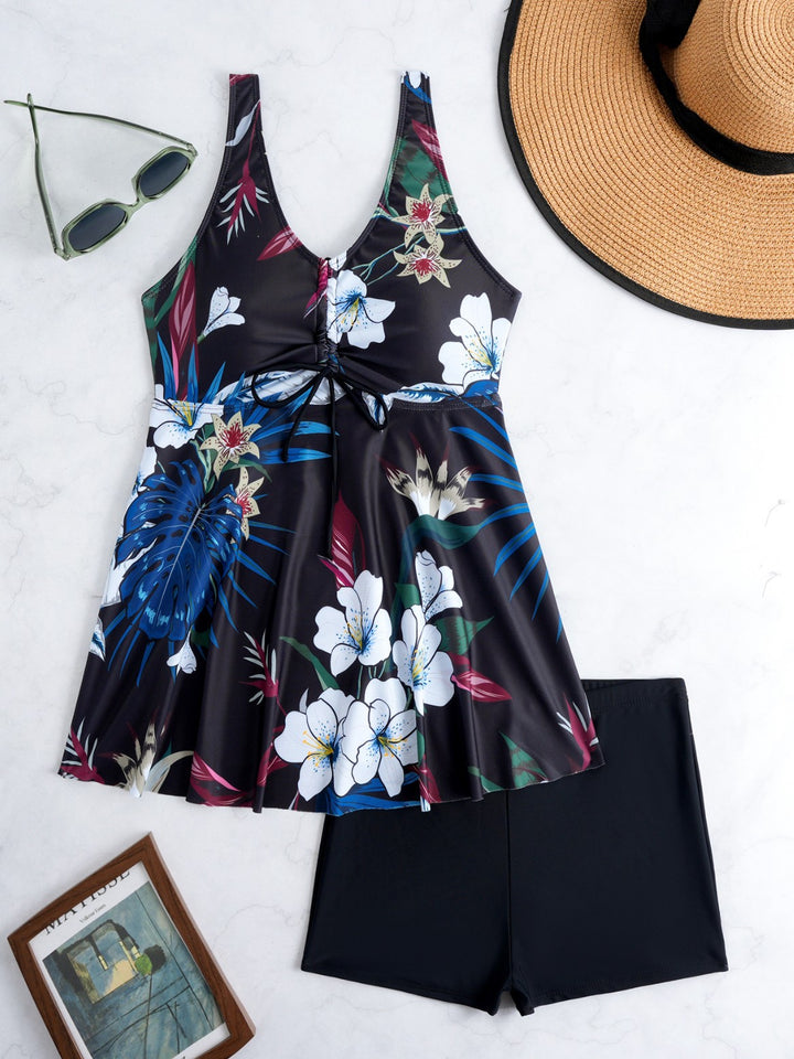 Damen Tankini-Set mit floralem Design und verstellbarem Oberteil Echo Archiv