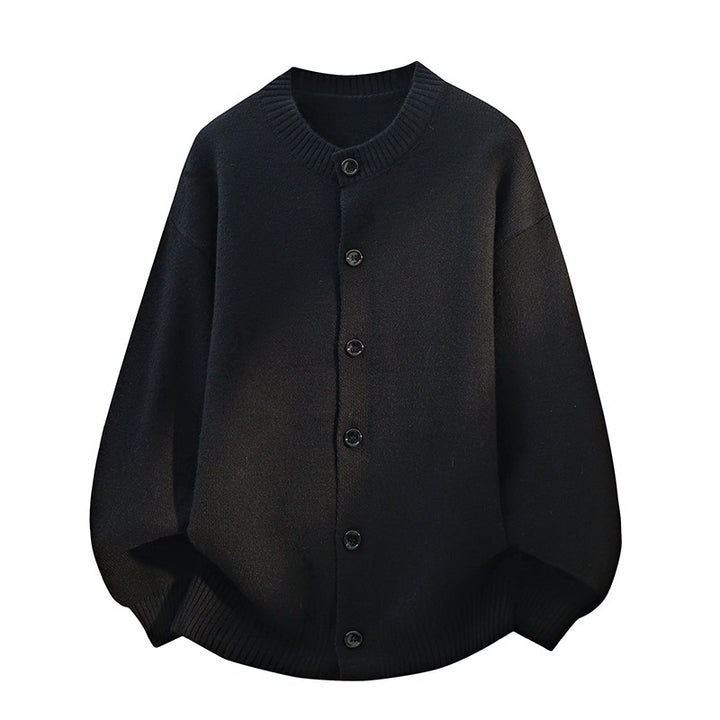 Unisex Oversize Strickcardigan mit Rundhalsausschnitt, Ballonärmeln & durchgehender Knopfleiste Echoarchiv