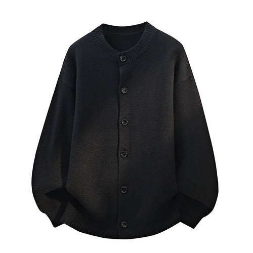Unisex Oversize Strickcardigan mit Rundhalsausschnitt, Ballonärmeln & durchgehender Knopfleiste Echoarchiv