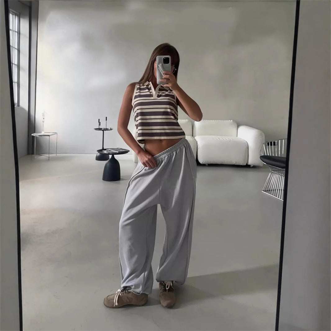 Damen locker sitzende High-Waist Sweatpants mit weitem Bein und elastischem Bund – Avérine