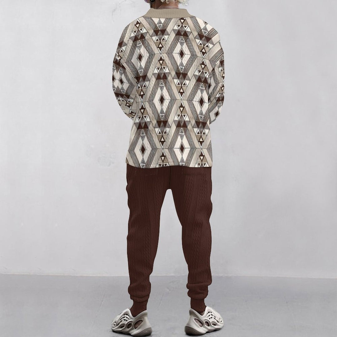 Herren lässiges Strickpullover mit geometrischem Muster und weitem Schnitt Echoarchiv