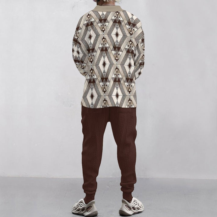 Herren lässiges Strickpullover mit geometrischem Muster und weitem Schnitt Echoarchiv
