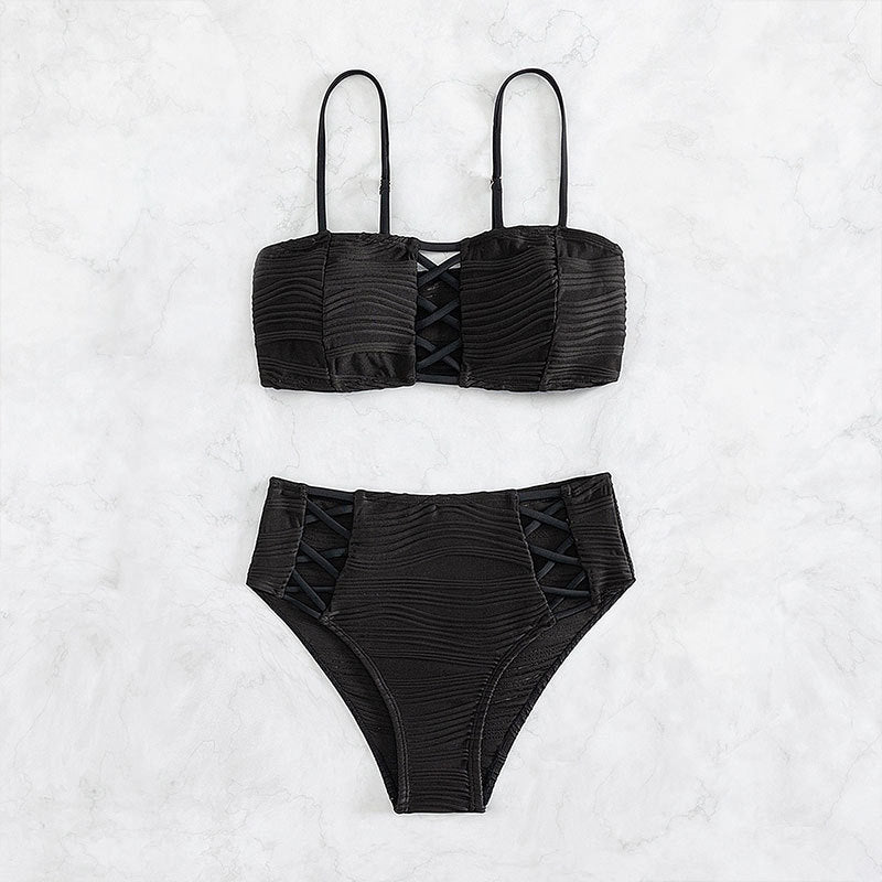 Damen Hochgeschnittener Wickelbikini mit Raffung Echo Archiv