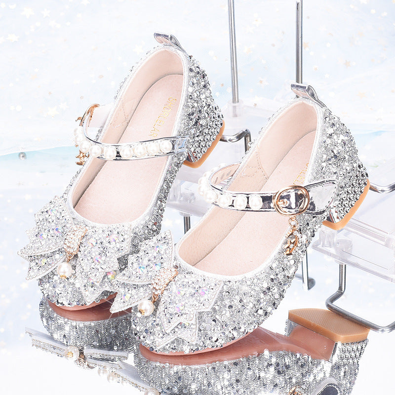 Mädchen Glitzernde Mary Jane Schuhe mit dekorativen Schleifen Echo Archiv