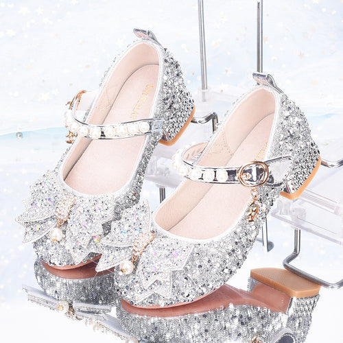 Mädchen Glitzernde Mary Jane Schuhe mit dekorativen Schleifen Echo Archiv