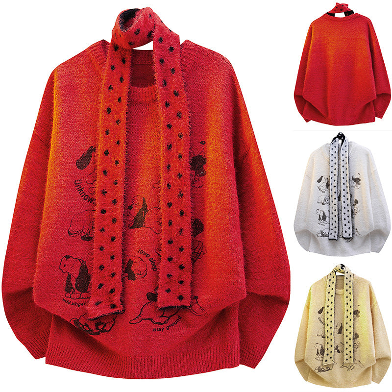 Damen Grobstrickpullover mit Tiermotiv Echoarchiv