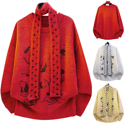 Damen Grobstrickpullover mit Tiermotiv Echoarchiv