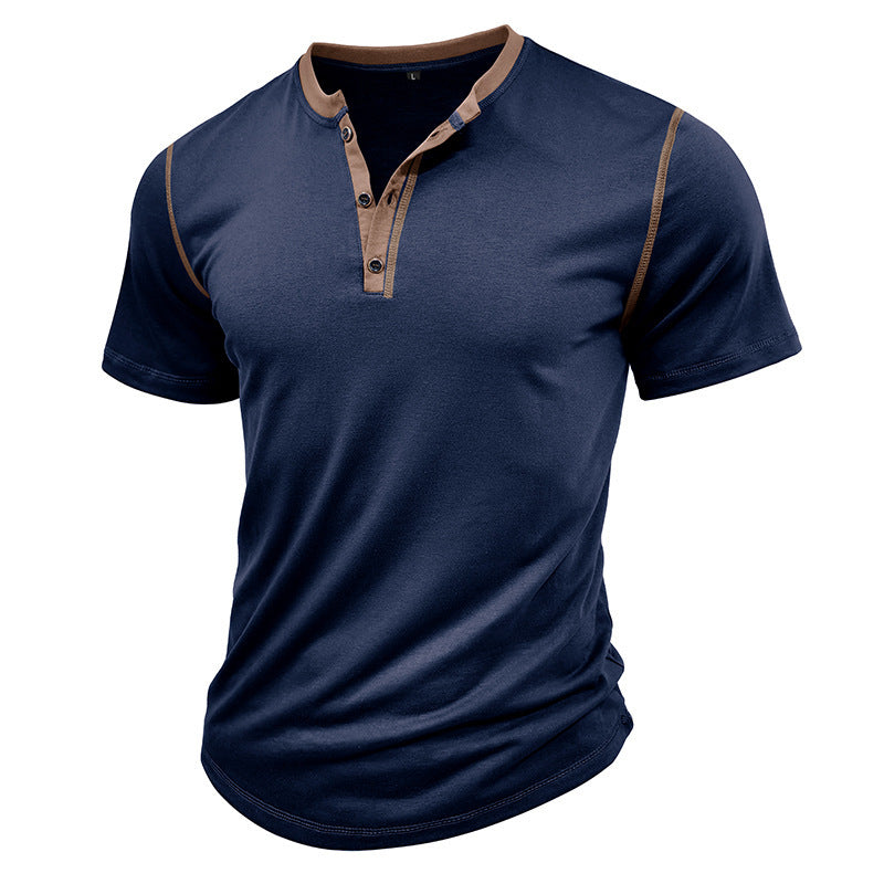 Herren Polohemd im modischen Henley-Stil mit einzigartigen Akzenten Echoarchiv
