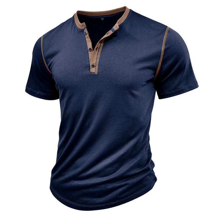 Herren Polohemd im modischen Henley-Stil mit einzigartigen Akzenten Echoarchiv