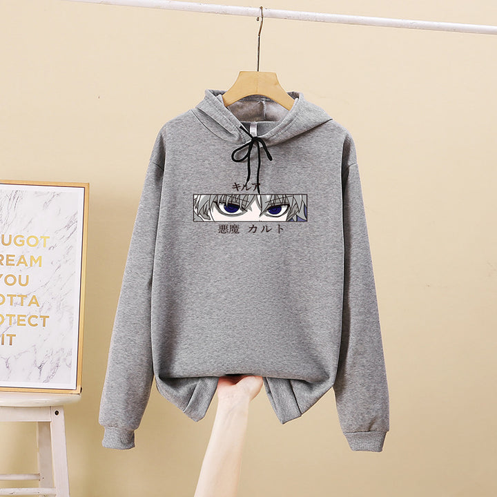 Unisex oversized Kapuzenpullover mit anime Augenprint und weicher Baumwollmischung – Auréline