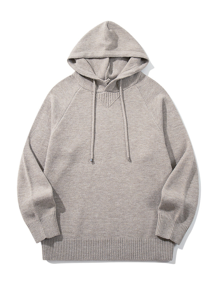 Unisex Strick-Kapuzenpullover mit Raglanärmeln und breitem Rippenbund Echoarchiv