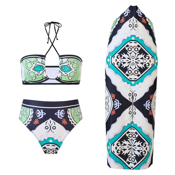 Damen Bikini-Set mit Bandeau-Oberteil und passendem Pareo Echo Archiv