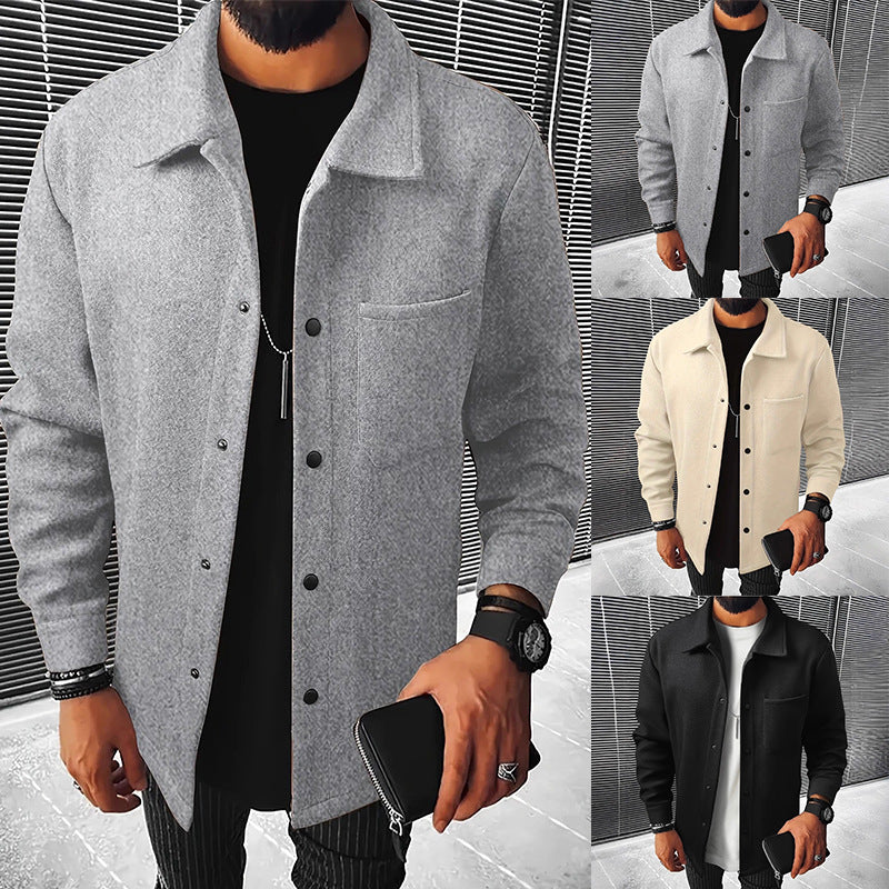 Herren nan minimalistische Hemdjacke aus softem Fleece mit verdeckter Druckknopfleiste und aufgesetzter Brusttasche Echo Archiv