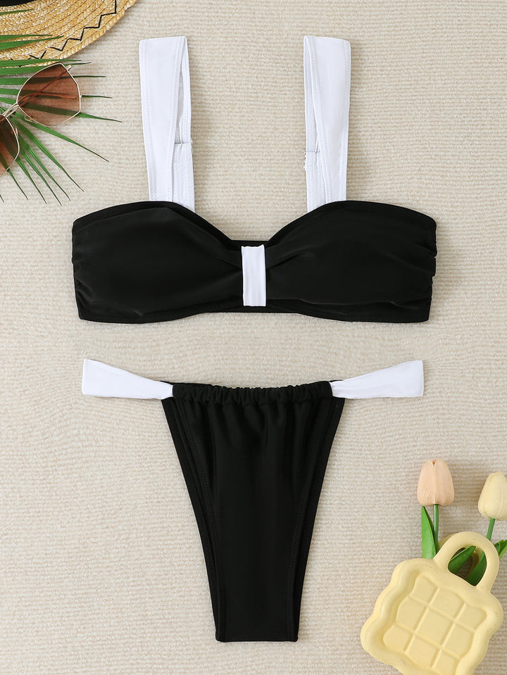 Damen Bikini-Set mit modischem Knoten und breiten Trägern Echo Archiv