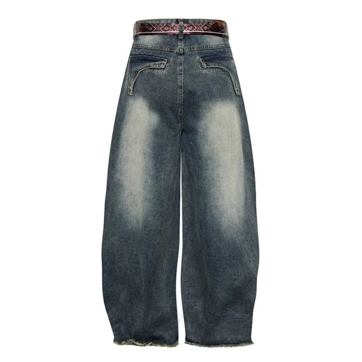 Damen Weite Denim-Culotte mit hohem Bund und Bandana-Gürtel Echoarchiv