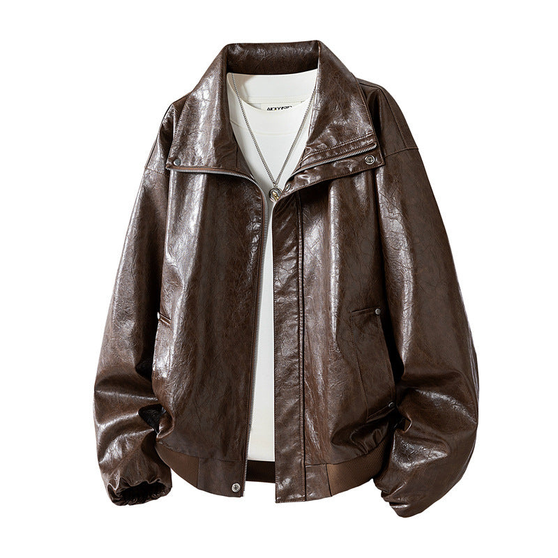Damen Modische Kunstlederjacke mit hohen Kragen Echo Archiv
