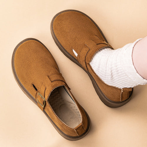 Damen nan Plateau-Mary-Jane Slipper mit Velourslederoberfläche und verstellbarer Metallschnalle Echo Archiv