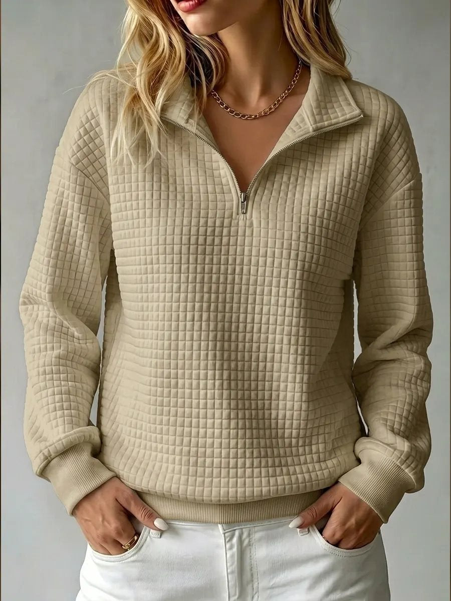 Damen Stepp-Fleece-Pullover mit halbem Reißverschluss und Stehkragen Echo Archiv