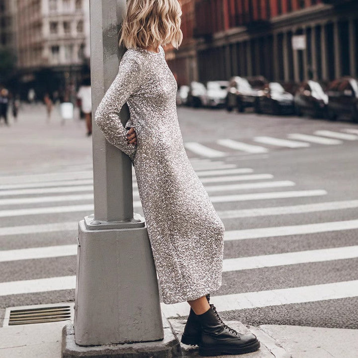 Damen Glitzerndes Langarmkleid Echoarchiv