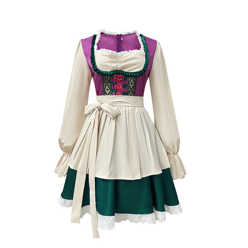 Damen nan traditionelles Dirndlkleid mit Schürze, geschnürter Corsage und Volantärmel Echo Archiv