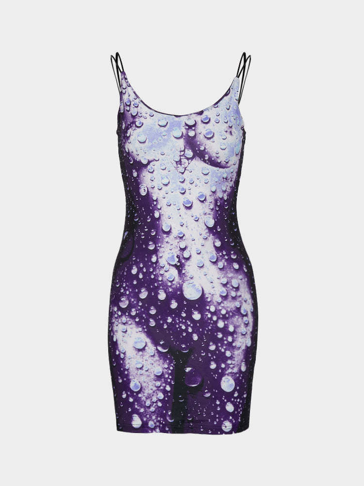 Damen Minikleid im modernen Wasserfall-Design mit verstellbaren Spagetti-Trägern Echo Archiv