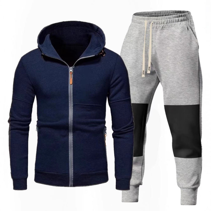 Herren Sportliches Hoodie- und Jogginghose-Set mit Funktionalen Reißverschlusstaschen Echoarchiv