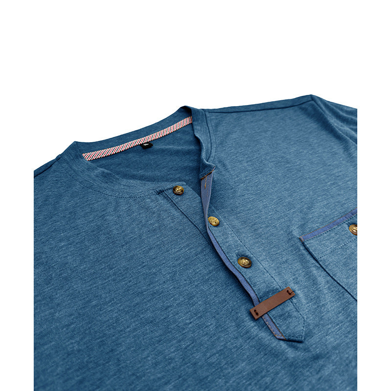 Herren Kurzarm-Henley T-Shirt mit modischen Akzenten Echoarchiv